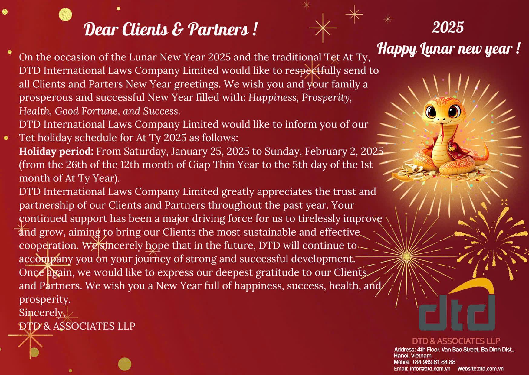 LUNAR NEW YEAR GREETINGS 2025